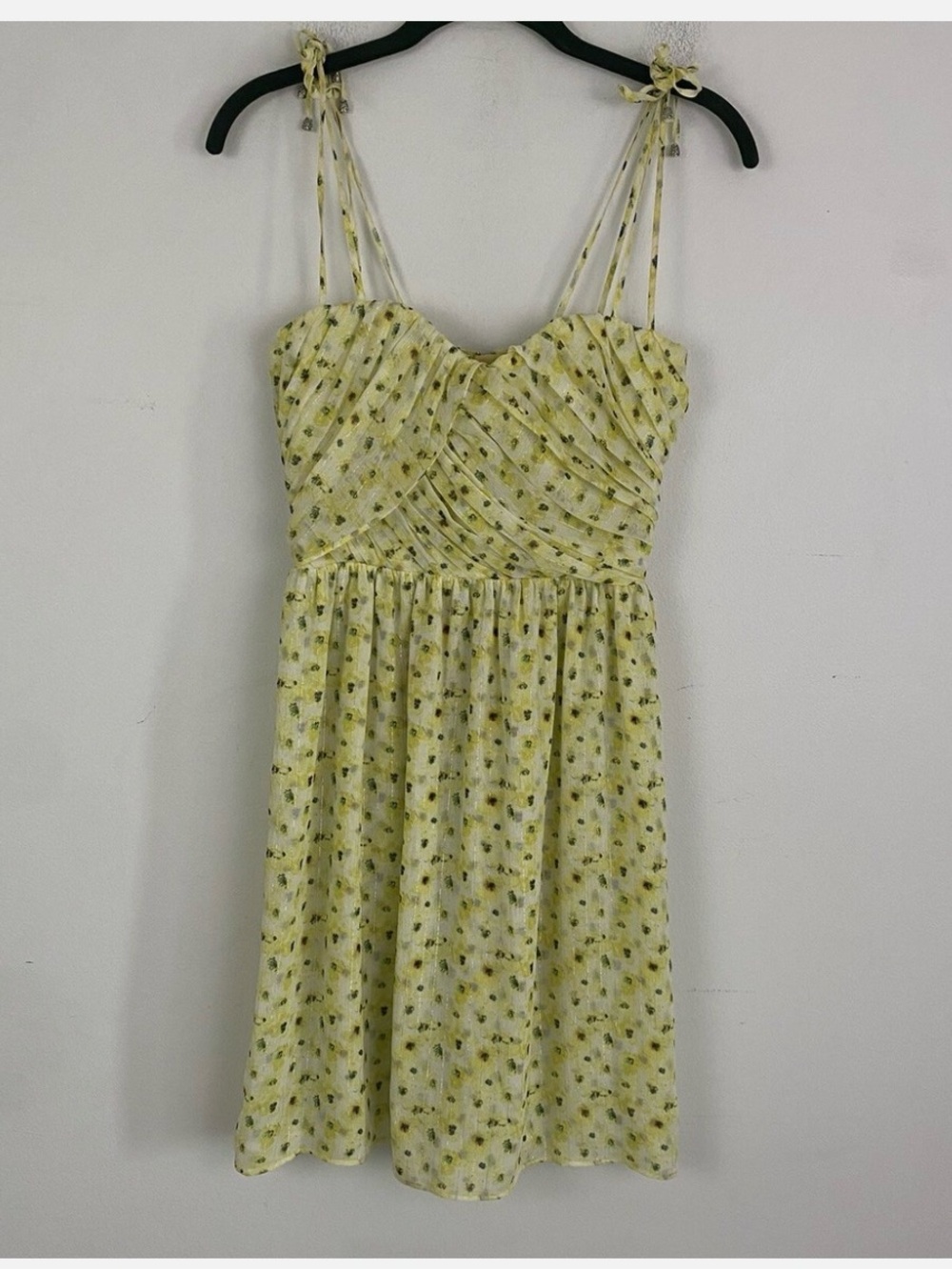 The Kooples Yellow Floral Tie-Shoulder Sundress